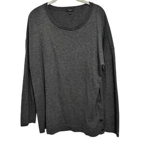 Talbots Sweater Women Gray Buttons Wool Nylon Blend Size XL P Pullover
